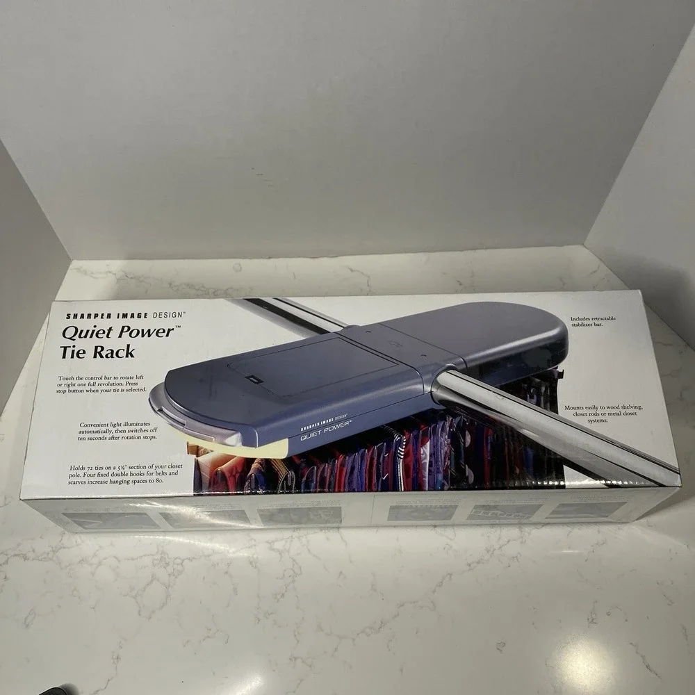 Sharper Image Design Quiet Power Tie Rack View 72 Ties Whisper-Quiet NEW Sealed